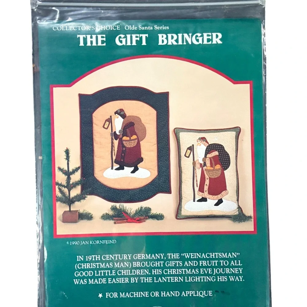 Vintage Christmas Quilt Applique Pattern 5 Lot Country Appliques Folk Art Santa